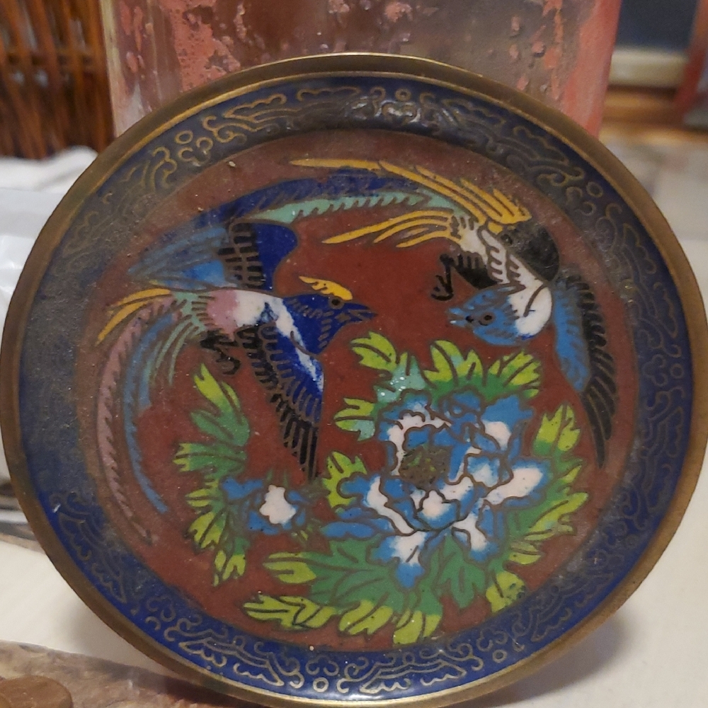 Artistic Ceramic Plate with Bird and Floral Motif